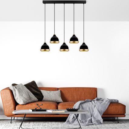 Lampa wisząca YILDO 5xE27/40W/230V czarna/złota