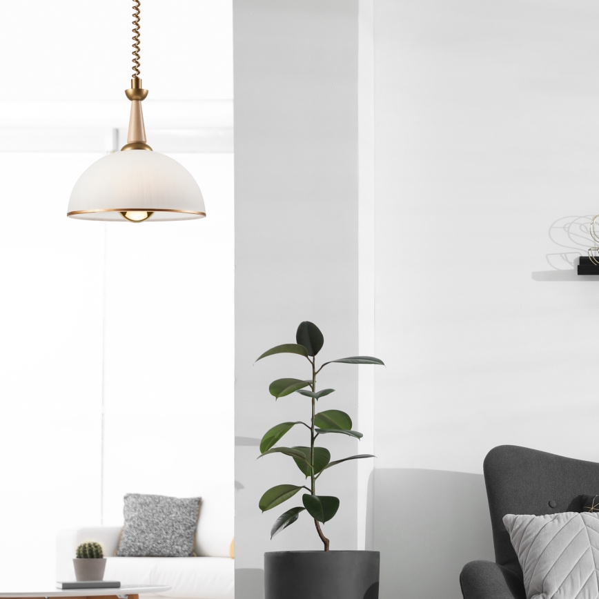 Lampa wisząca z reg. wysokości CHIARA 1xE27/60W/230V beżowy/buk