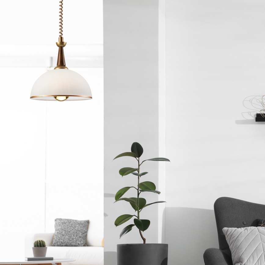 Lampa wisząca z reg. wysokości CHIARA 1xE27/60W/230V brązowy/buk