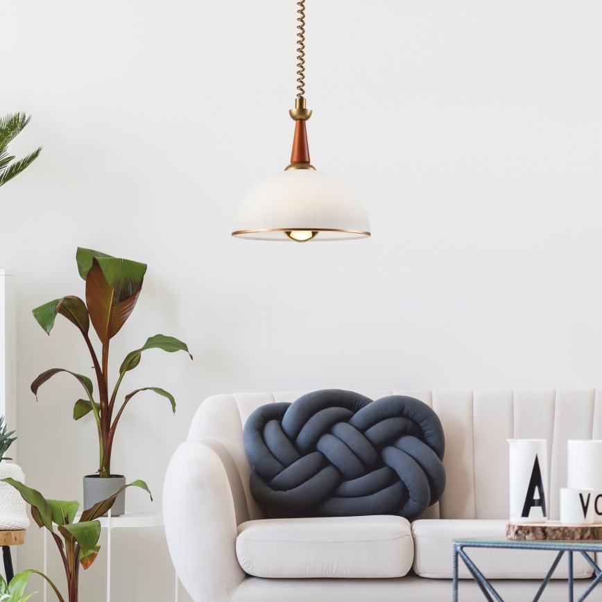 Lampa wisząca z reg. wysokości CHIARA 1xE27/60W/230V ciemnobrązowy/buk