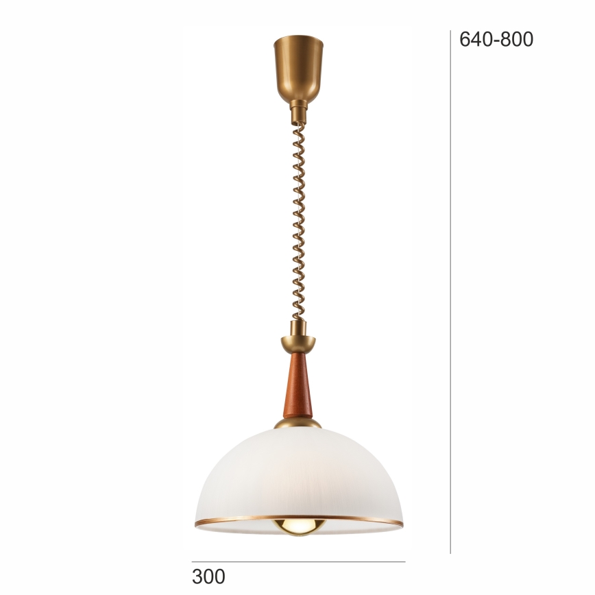 Lampa wisząca z reg. wysokości CHIARA 1xE27/60W/230V ciemnobrązowy/buk