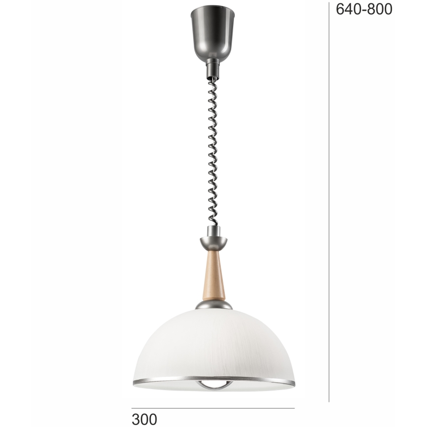 Lampa wisząca z reg. wysokości CHIARA 1xE27/60W/230V srebrna/beżowa/buk