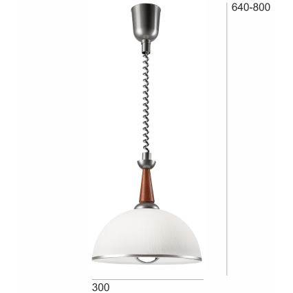 Lampa wisząca z reg. wysokości CHIARA 1xE27/60W/230V srebrna/brązowa/buk