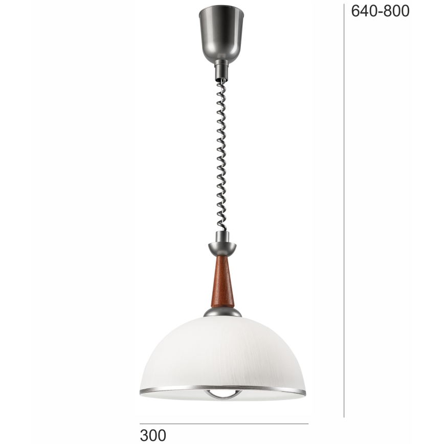 Lampa wisząca z reg. wysokości CHIARA 1xE27/60W/230V srebrna/brązowa/buk
