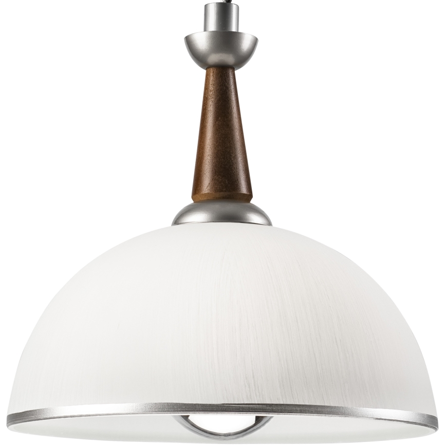 Lampa wisząca z reg. wysokości CHIARA 1xE27/60W/230V srebrna/ciemnobrązowa/buk