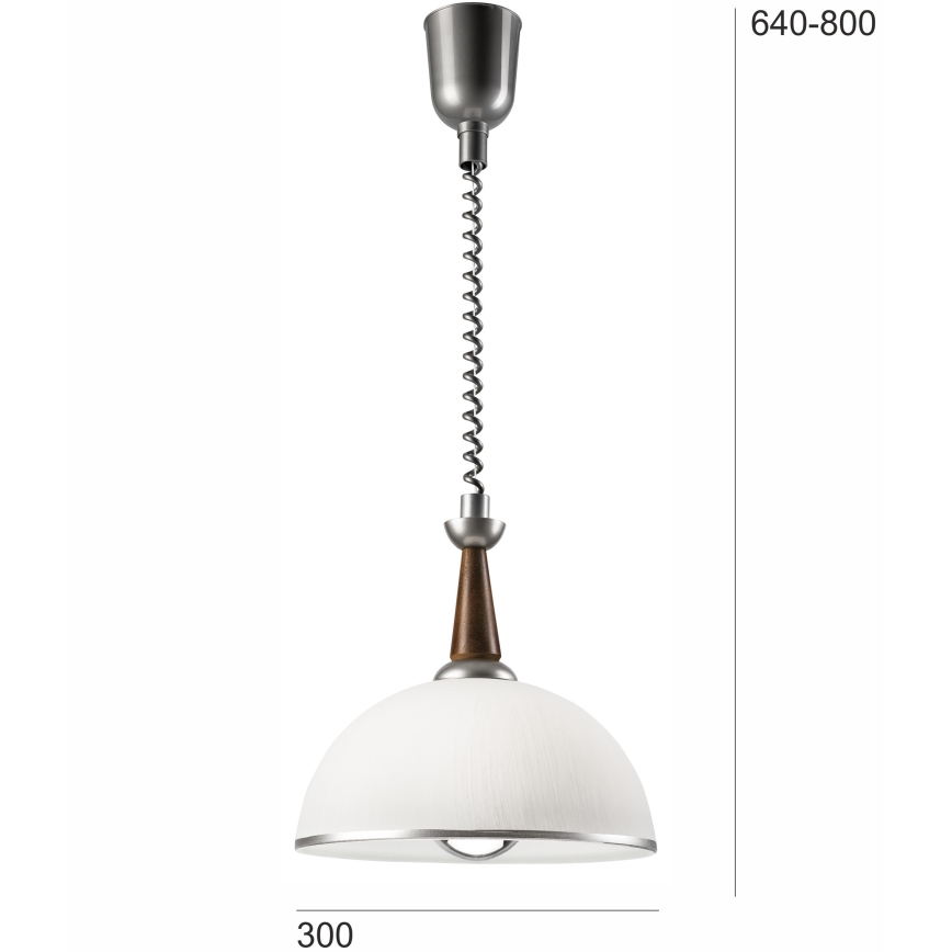 Lampa wisząca z reg. wysokości CHIARA 1xE27/60W/230V srebrna/ciemnobrązowa/buk