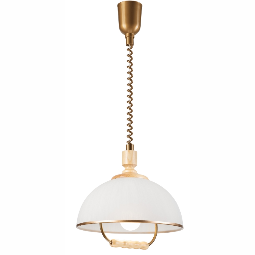 Lampa wisząca z reg. wysokości RAMONA 1xE27/60W/230V beżowa/jasnobrązowa/sosna