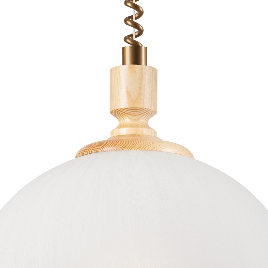 Lampa wisząca z reg. wysokości RAMONA 1xE27/60W/230V beżowa/jasnobrązowa/sosna
