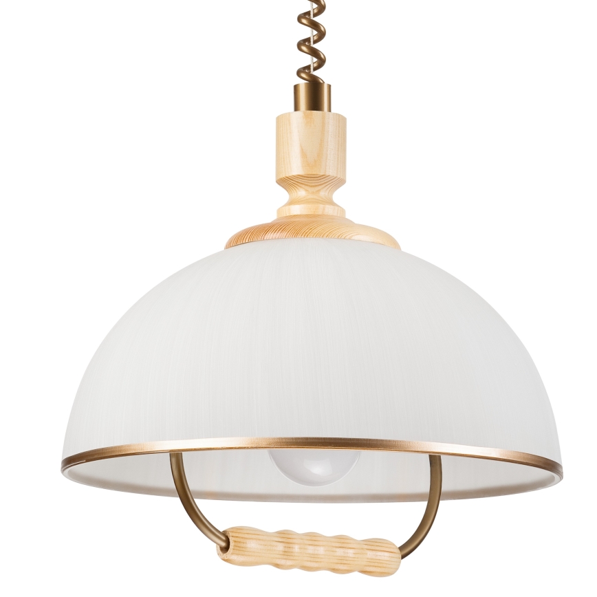 Lampa wisząca z reg. wysokości RAMONA 1xE27/60W/230V beżowa/jasnobrązowa/sosna