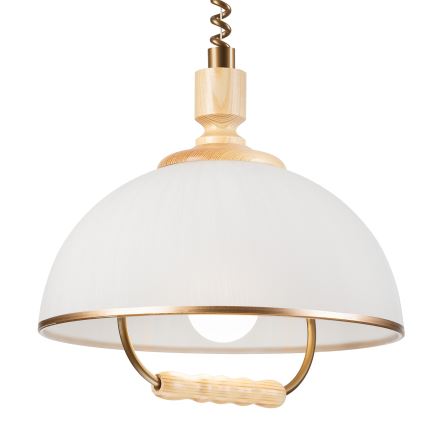 Lampa wisząca z reg. wysokości RAMONA 1xE27/60W/230V beżowa/jasnobrązowa/sosna