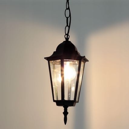 Lampa wisząca zewnętrzna na łańcuchu 1xE27/60W/230V czarny