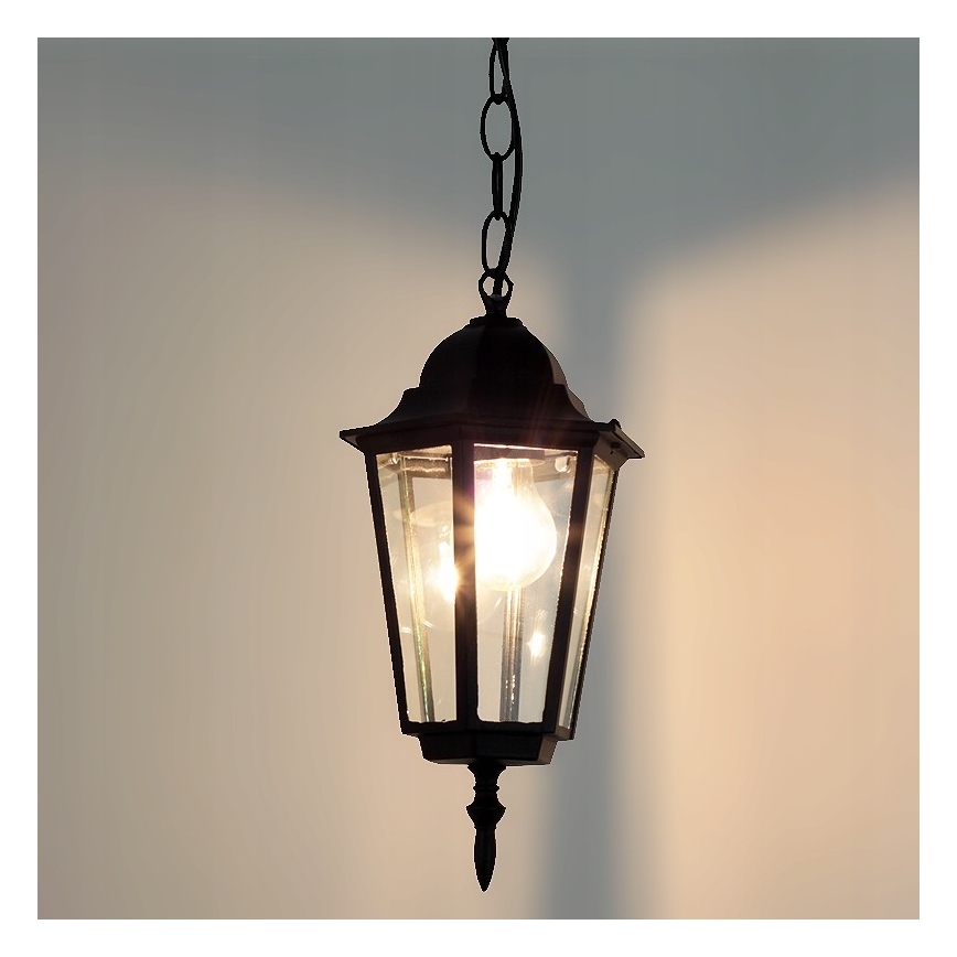Lampa wisząca zewnętrzna na łańcuchu 1xE27/60W/230V czarny
