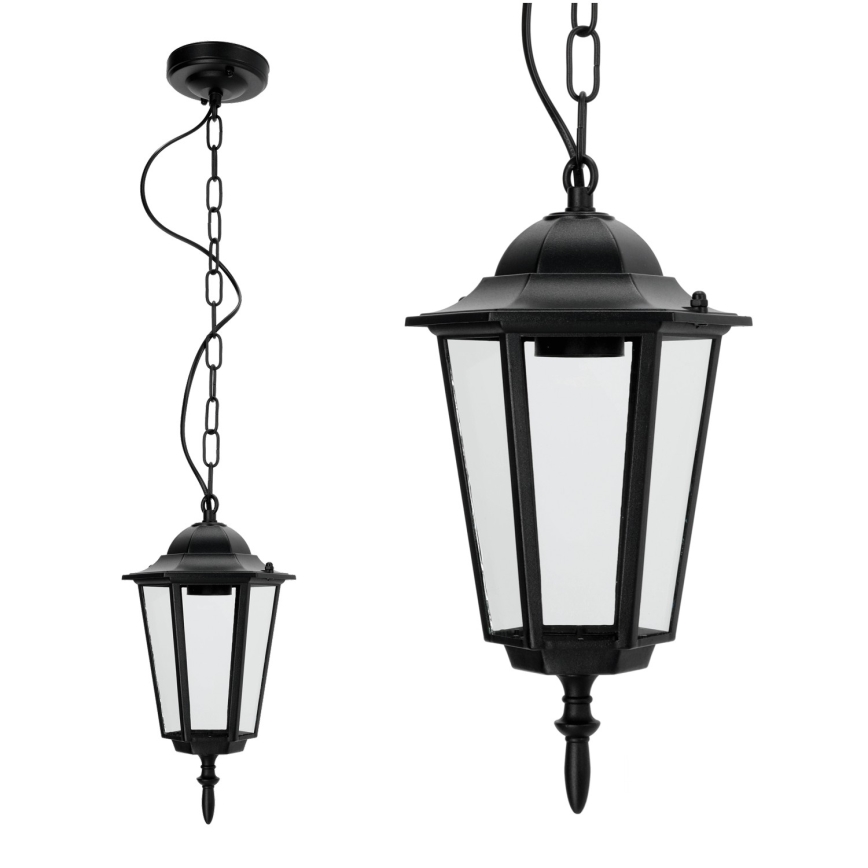 Lampa wisząca zewnętrzna na łańcuchu 1xE27/60W/230V czarny