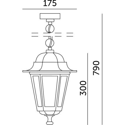Lampa wisząca zewnętrzna na łańcuchu 1xE27/60W/230V czarny