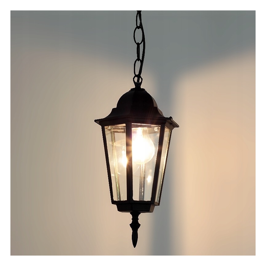 Lampa wisząca zewnętrzna na łańcuchu 1xE27/60W/230V czarny