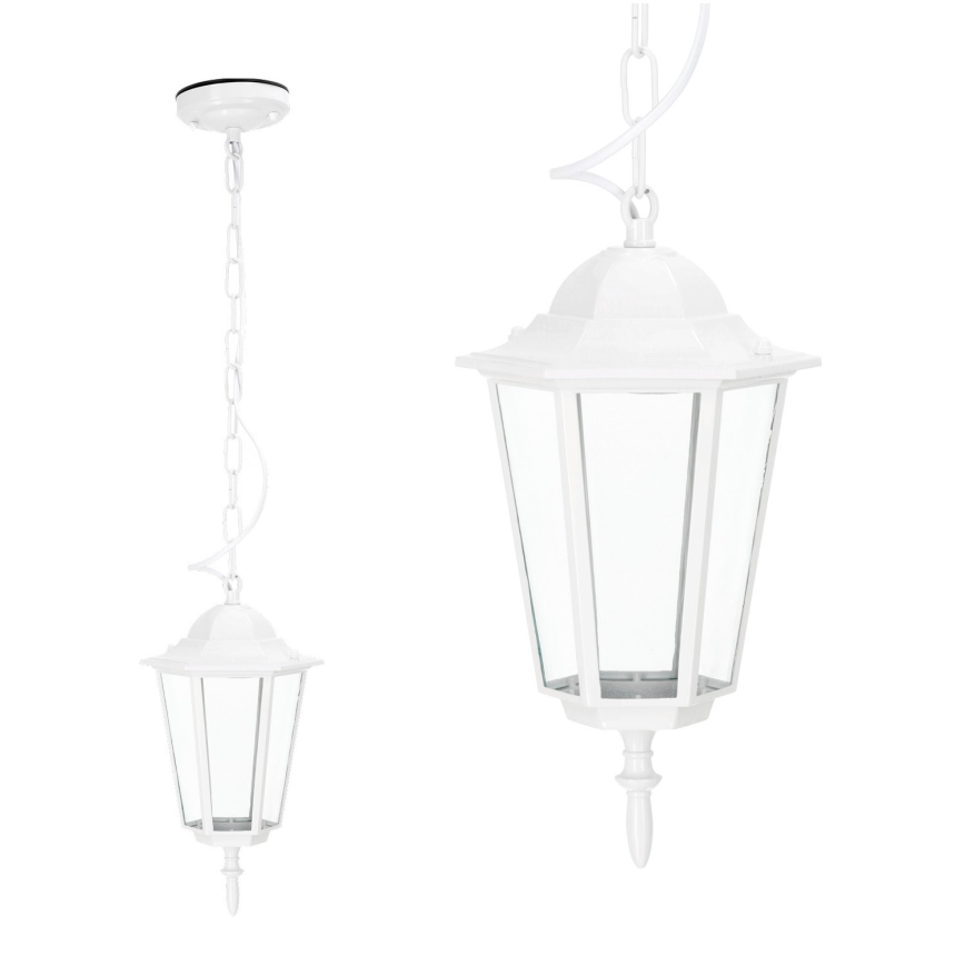 Lampa wisząca zewnętrzna na łańcuchu 1xE27/60W/230V IP44 biała