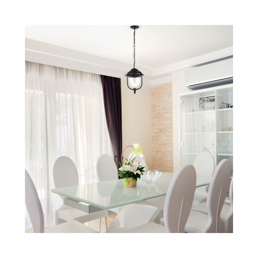 Lampa wisząca zewnętrzna na łańcuchu 1xE27/60W/230V IP44 czarna