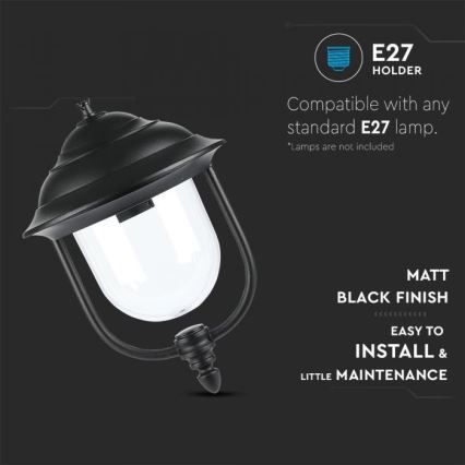 Lampa wisząca zewnętrzna na łańcuchu 1xE27/60W/230V IP44 czarna