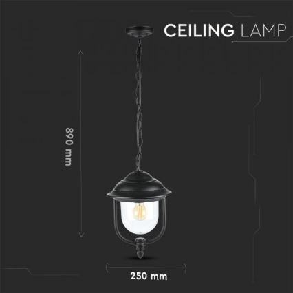 Lampa wisząca zewnętrzna na łańcuchu 1xE27/60W/230V IP44 czarna