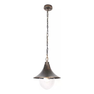 Lampa wisząca zewnętrzna na łańcuchu TALEZ 1xE27/15W/230V IP44 brąz patyna
