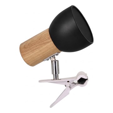Lampa z klipsem SVENDA 1xE27/60W/230V dąb/czarny