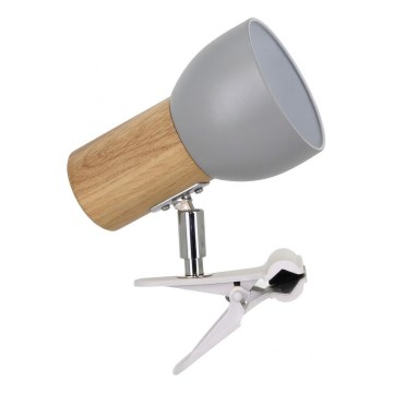 Lampa z klipsem SVENDA 1xE27/60W/230V dąb/szary