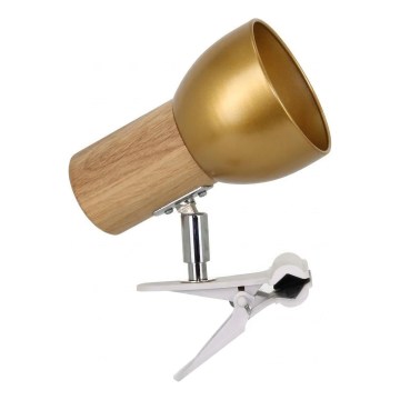 Lampa z klipsem SVENDA 1xE27/60W/230V dąb/złoto