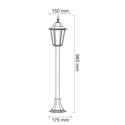 Lampa zewnętrzna 1xE27/20W/230V IP43 96,5 cm czarny