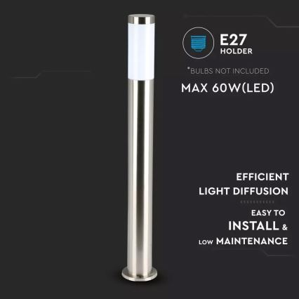 Lampa zewnętrzna 1xE27/60W/230V IP44 80 cm matowy chrom