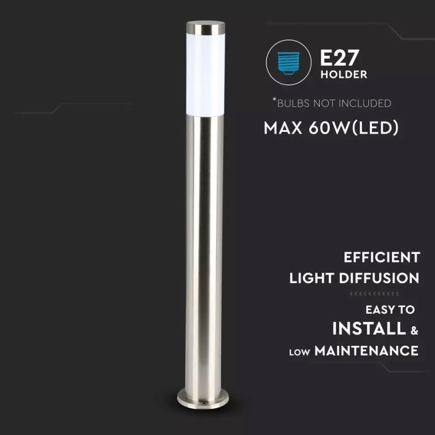 Lampa zewnętrzna 1xE27/60W/230V IP44 80 cm matowy chrom