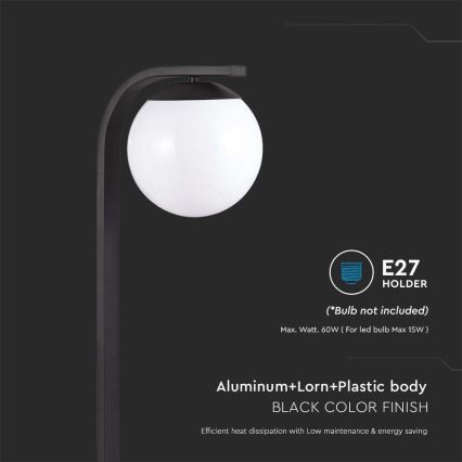 Lampa zewnętrzna 1xE27/60W/230V IP44 czarna