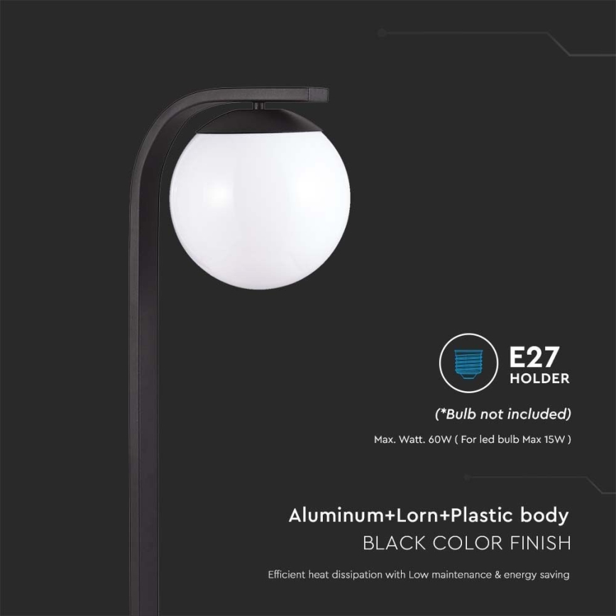 Lampa zewnętrzna 1xE27/60W/230V IP44 czarna