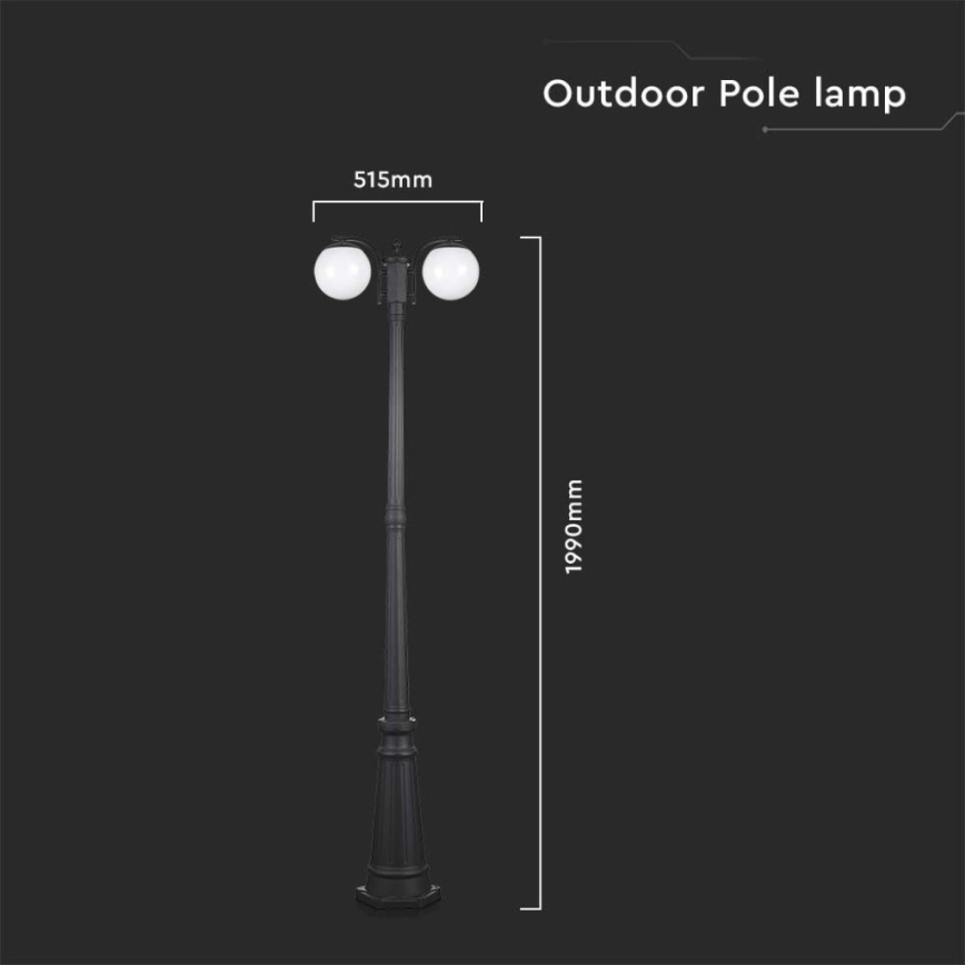 Lampa zewnętrzna 2xE27/60W/230V IP44 199 cm czarna