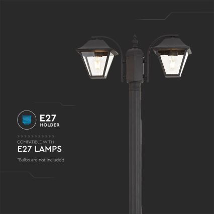 Lampa zewnętrzna 2xE27/60W/230V IP44 232 cm czarna