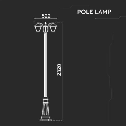 Lampa zewnętrzna 2xE27/60W/230V IP44 232 cm czarna