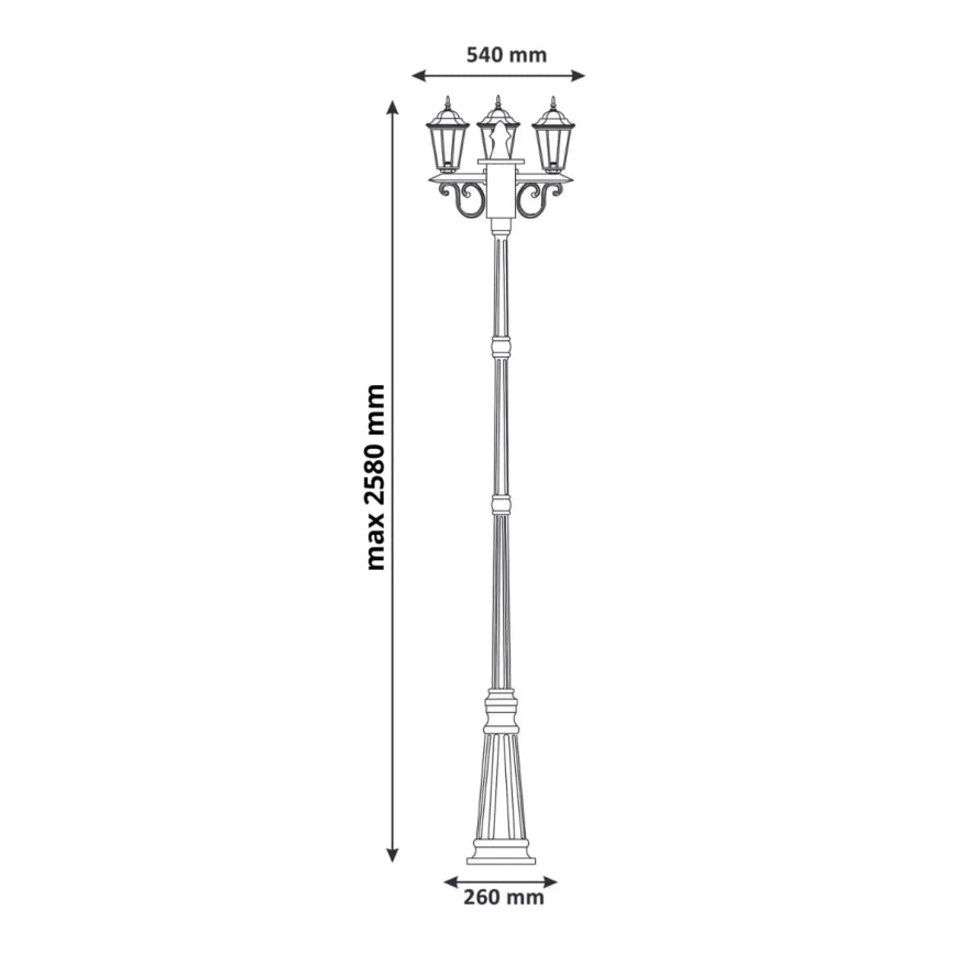 Lampa zewnętrzna 3xE27/20W/230V IP43 2,58 m czarny