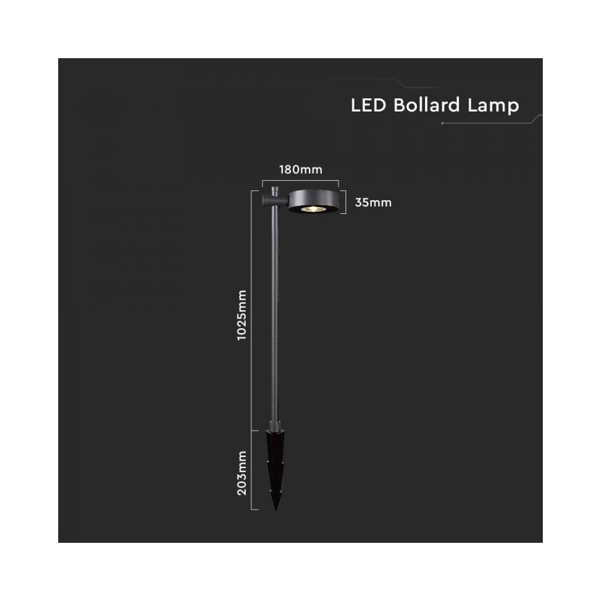 Lampa zewnętrzna LED LED/7W/230V 4000K IP65 czarna 102 cm