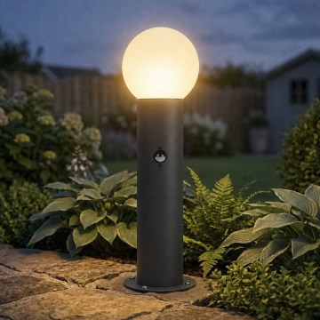 Lampa zewnętrzna STONO z czujnikiem ruchu i zmierzchu 1xE27/15W/230V 80 cm IP65 antracyt