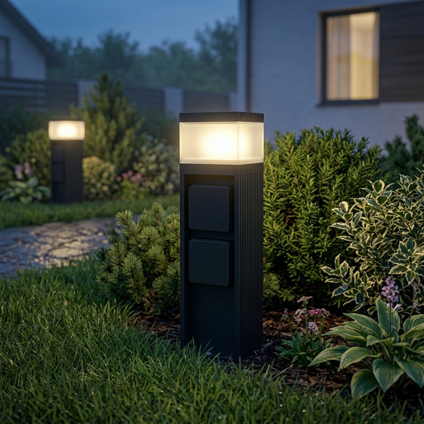 Lampa zewnętrzna VESPER z 2 gniazdami, 1xG9/5W/230V, IP44, 30 cm, czarna