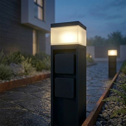 Lampa zewnętrzna VESPER z 2 gniazdami, 1xG9/5W/230V, IP44, 30 cm, czarna