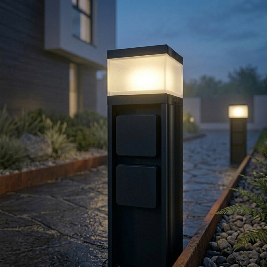 Lampa zewnętrzna VESPER z 2 gniazdami, 1xG9/5W/230V, IP44, 30 cm, czarna