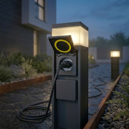 Lampa zewnętrzna VESPER z 2 gniazdami, 1xG9/5W/230V, IP44, 30 cm, czarna