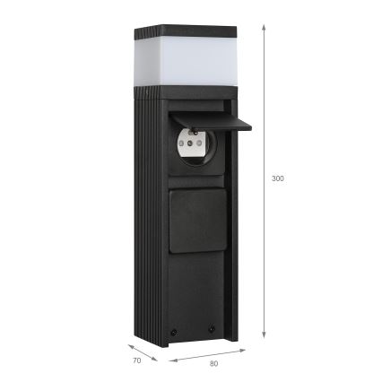 Lampa zewnętrzna VESPER z 2 gniazdami, 1xG9/5W/230V, IP44, 30 cm, czarna