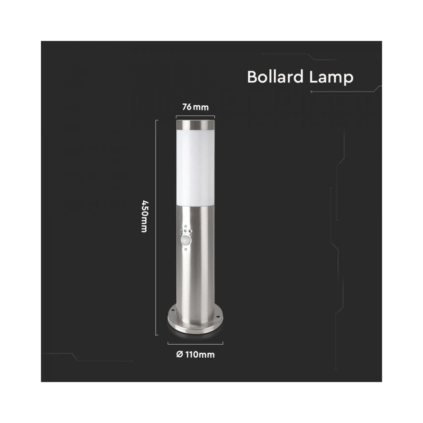 Lampa zewnętrzna z czujnikiem 1xE27/60W/230V IP44 45cm matowy chrom