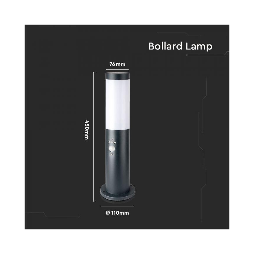 Lampa zewnętrzna z czujnikiem 1×E27/60W/230V IP44 45cm szara