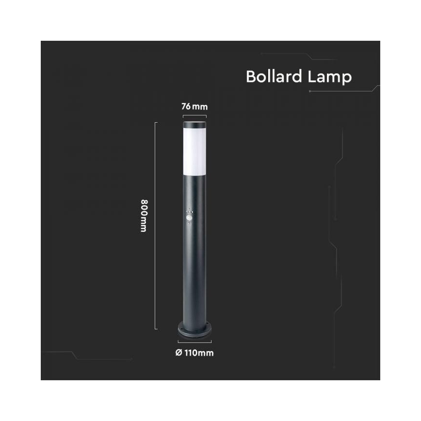 Lampa zewnętrzna z czujnikiem 1×E27/60W/230V IP44 80cm szary