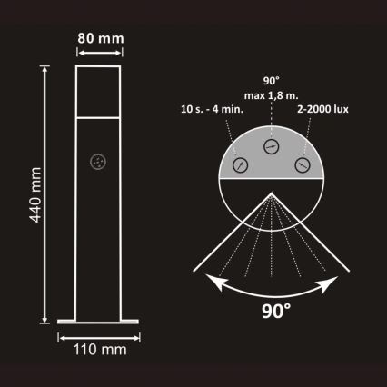 Lampa zewnętrzna z czujnikiem DALLAS 1xE27/12W/230V IP44 grafit