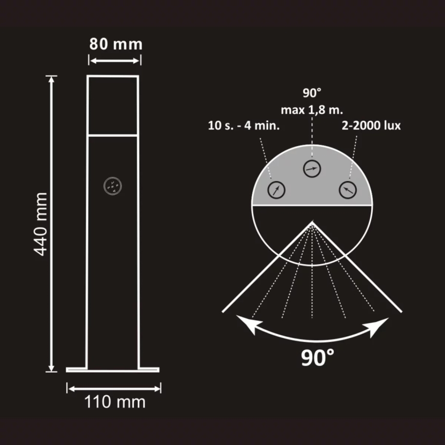 Lampa zewnętrzna z czujnikiem DALLAS 1xE27/12W/230V IP44 grafit