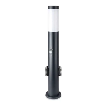 Lampa zewnętrzna z czujnikiem i 2 gniazdami SCHUKO 1xE27/60W/230V IP44 60cm antracyt