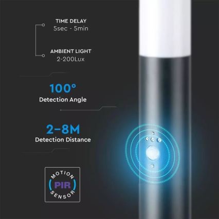 Lampa zewnętrzna z czujnikiem i 2 gniazdami SCHUKO 1xE27/60W/230V IP44 60cm czarny